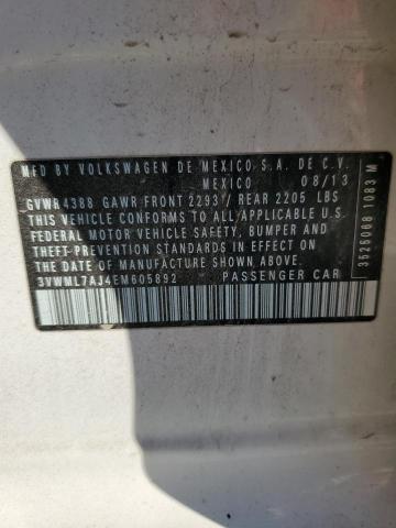 3VWML7AJ4EM605892 - 2014 VOLKSWAGEN JETTA TDI 白色 照片 13