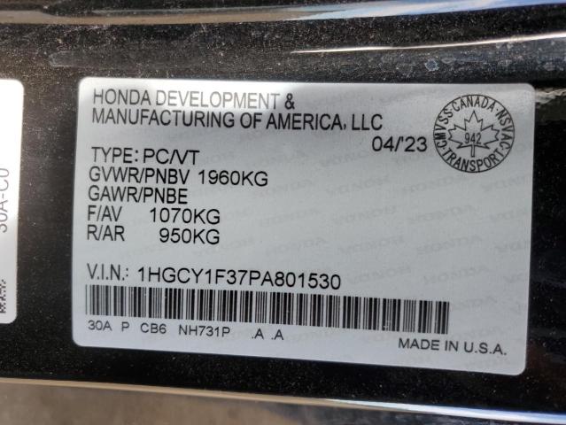 1HGCY1F37PA801530 - 2023 HONDA ACCORD EX BLACK photo 12
