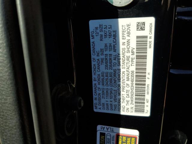 2HKRW2H53HH603556 - 2017 HONDA CR-V EX BLACK photo 13