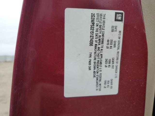 2G2WP522151274356 - 2005 PONTIAC GRAND PRIX 勃艮第红 照片 13