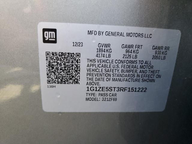 1G1ZE5ST3RF151222 - 2024 CHEVROLET MALIBU PREMIER SILVER photo 12