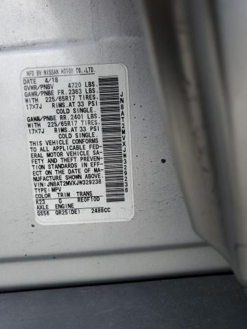 JN8AT2MVXJW329238 - 2018 NISSAN ROGUE S SILVER photo 14