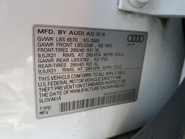 WA1VAAF7XHD012796 - 2017 AUDI Q7 PRESTIGE WHITE photo 13