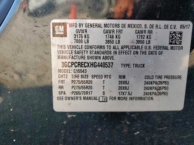 3GCPCRECXHG440537 - 2017 CHEVROLET SILVERADO C1500 LT GRAY photo 13