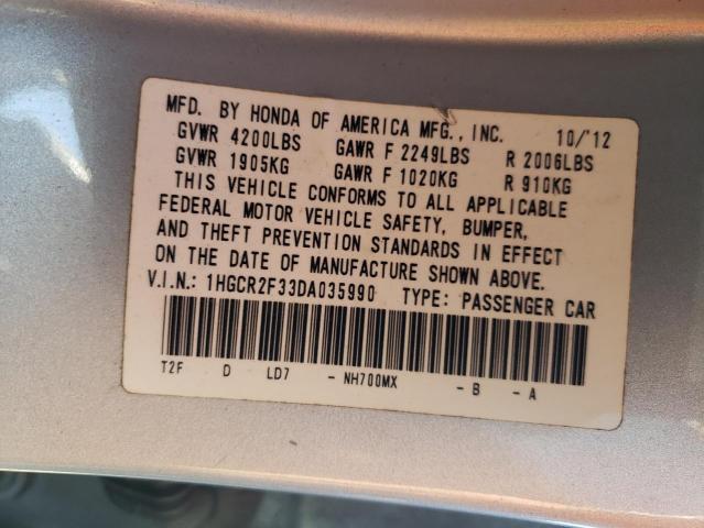 1HGCR2F33DA035990 - 2013 HONDA ACCORD LX SILVER photo 12