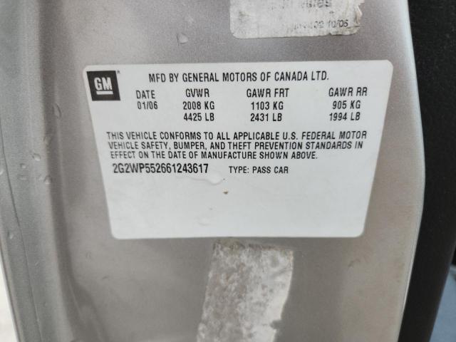 2G2WP552661243617 - 2006 PONTIAC GRAND PRIX SILVER photo 12