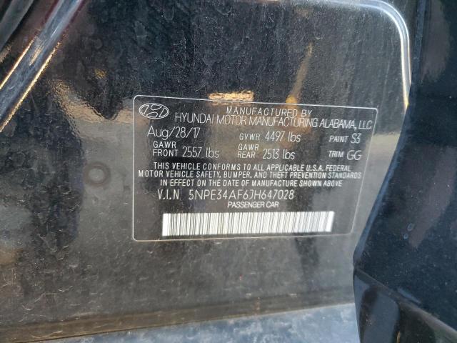 5NPE34AF6JH647028 - 2018 HYUNDAI SONATA SPORT Черный фото 12