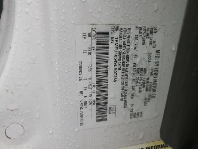 1FMFU18549LA07268 - 2009 FORD EXPEDITION EDDIE BAUER أبيض صورة 13