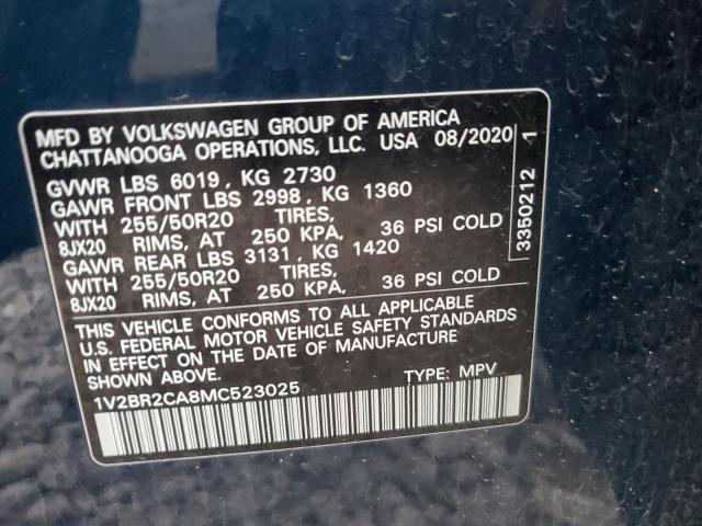 1V2BR2CA8MC523025 - 2021 VOLKSWAGEN ATLAS SEL 蓝色 照片 14