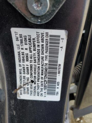 19XFC2F72HE046174 - 2017 HONDA CIVIC EX 灰色 照片 12