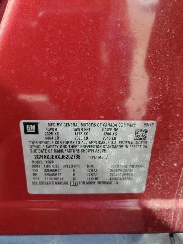 2GNAXJEVXJ6202788 - 2018 CHEVROLET EQUINOX LT 红色 照片 14