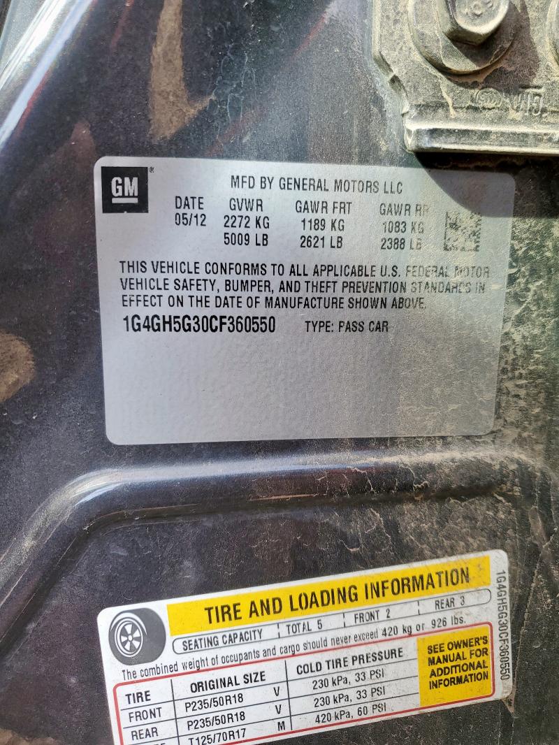 1G4GH5G30CF360550 - 2012 BUICK LACROSSE PREMIUM Boz foto 12