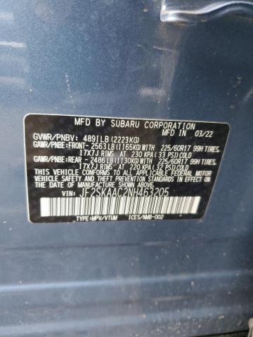 JF2SKAAC2NH463205 - 2022 SUBARU FORESTER ლურჯი ფოტო 13
