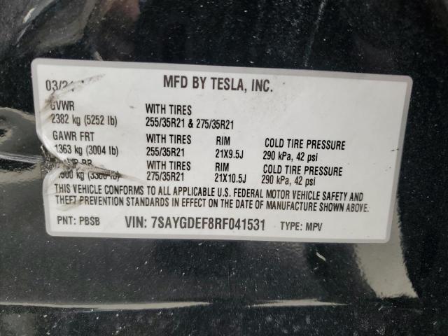 7SAYGDEF8RF041531 - 2024 TESLA MODEL Y BLACK photo 12