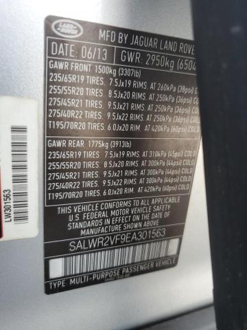 SALWR2VF9EA301563 - 2014 LAND ROVER RANGE ROVE HSE SILVER photo 13