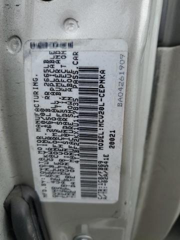 4T1BF22KX1U117835 - 2001 TOYOTA CAMRY LE SILVER photo 12