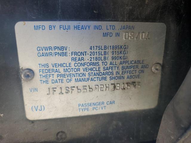 JF1SF65692H731575 - 2002 SUBARU FORESTER S 黑色 照片 12