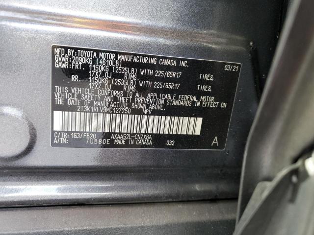 2T3K1RFV9MC127250 - 2021 TOYOTA RAV4 LE GRAY photo 13