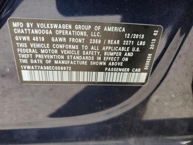 1VWAT7A38EC058972 - 2014 VOLKSWAGEN PASSAT S BLUE photo 12