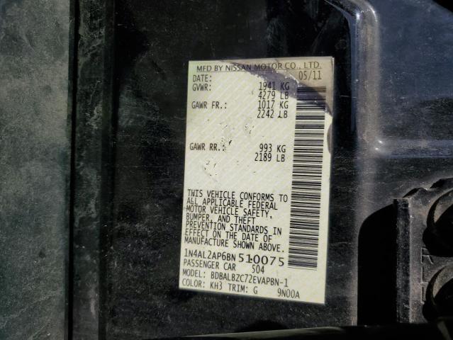 1N4AL2AP6BN510075 - 2011 NISSAN ALTIMA BASE 黑色 照片 12
