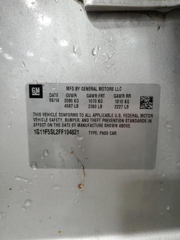 1G11F5SL2FF104821 - 2015 CHEVROLET MALIBU LTZ ვერცხლისფერი ფოტო 12