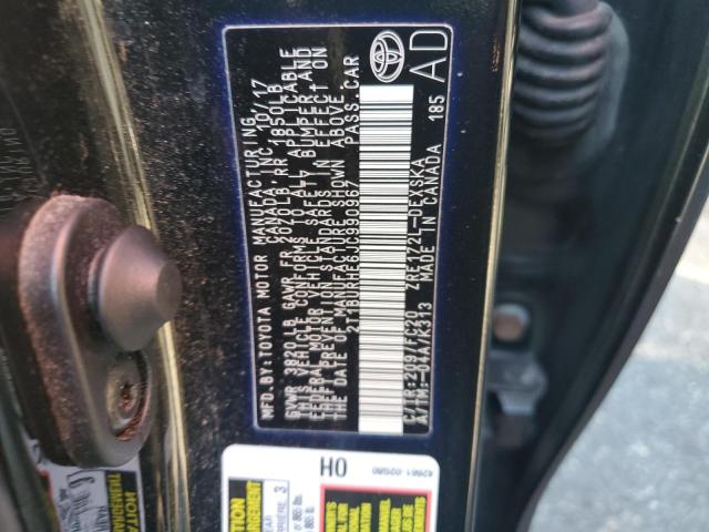 2T1BURHE6JC990967 - 2018 TOYOTA COROLLA L შავი ფოტო 12