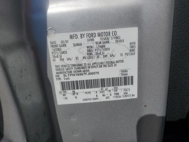 5LTPW16567FJ06575 - 2007 LINCOLN MARK LT ვერცხლისფერი ფოტო 12