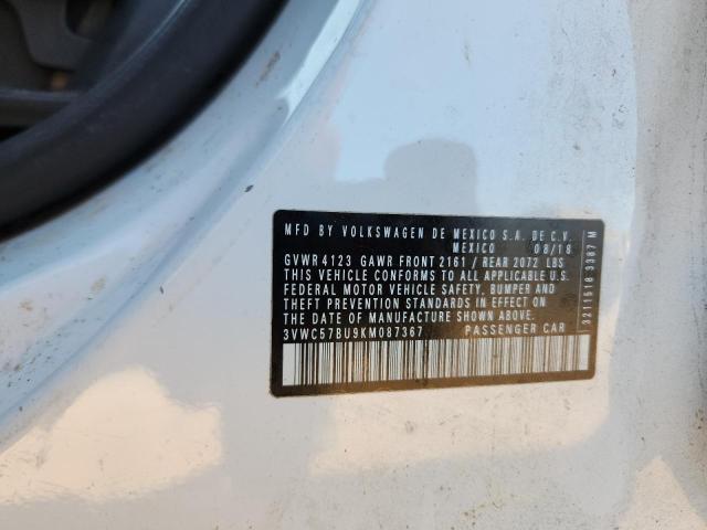 3VWC57BU9KM087367 - 2019 VOLKSWAGEN JETTA S 白色 照片 13