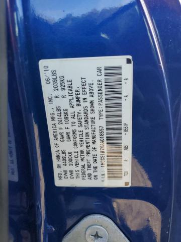 1HGCS1B7XAA018557 - 2010 HONDA ACCORD EX BLUE photo 12