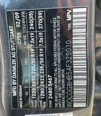 WDCGG8HB5AF325010 - 2010 MERCEDES-BENZ GLK 350 4MATIC GRAY photo 10