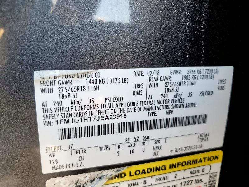 1FMJU1HT7JEA23918 - 2018 FORD EXPEDITION XLT GRAY photo 13