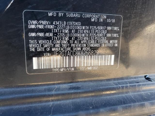 JF2GTACC8K8256829 - 2019 SUBARU CROSSTREK PREMIUM Noir photo 13