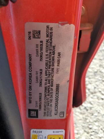 KL8CD6SA8GC626665 - 2016 CHEVROLET SPARK 1LT RED photo 12