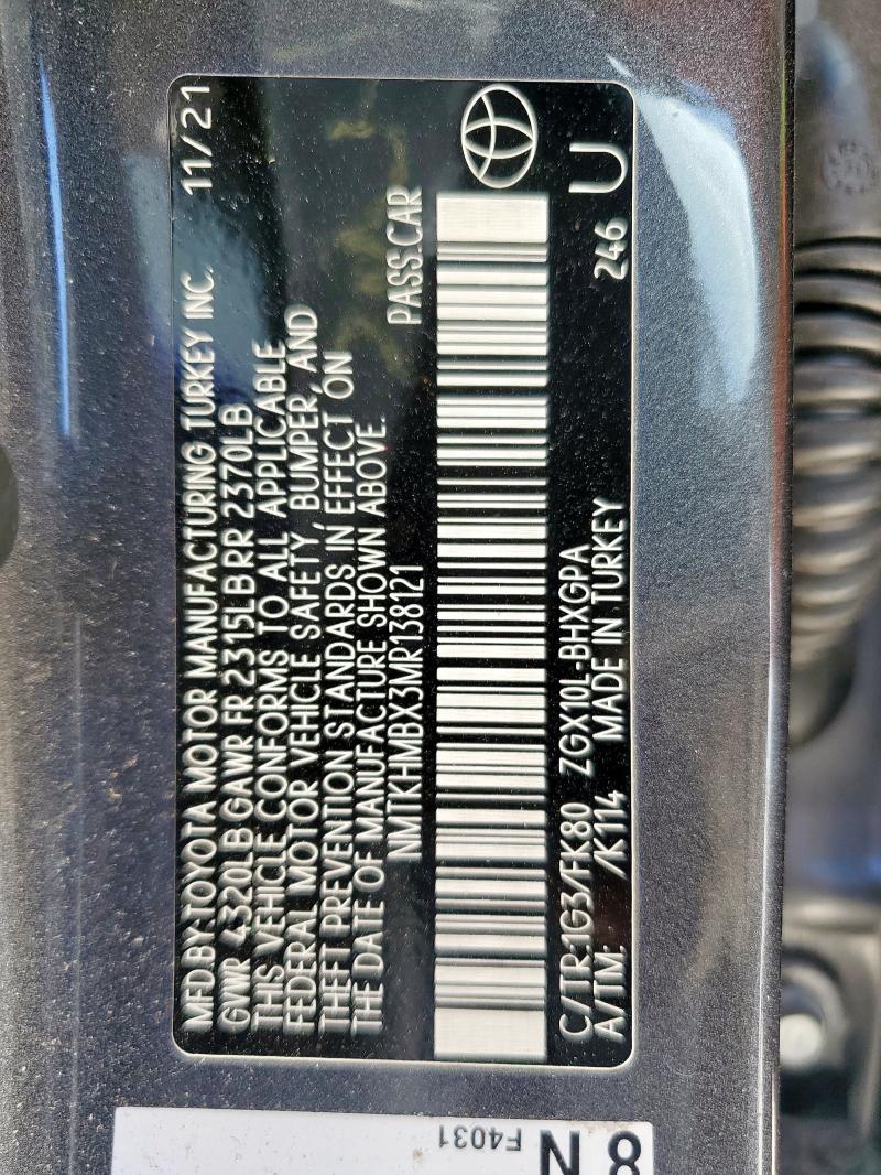 NMTKHMBX3MR138121 - 2021 TOYOTA C-HR XLE GRAY photo 13