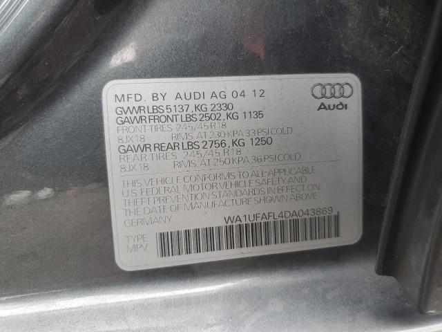 WA1UFAFL4DA043869 - 2013 AUDI A4 ALLROAD PREMIUM PLUS GRAY photo 12