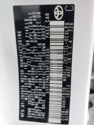 5YFEPMAEXNP303836 - 2022 TOYOTA COROLLA LE 白色 照片 12