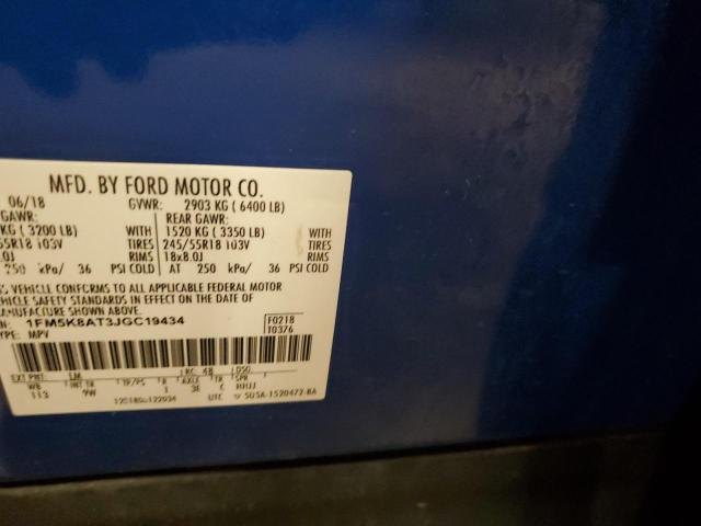 1FM5K8AT3JGC19434 - 2018 FORD EXPLORER POLICE INTERCEPTOR Bleu photo 13