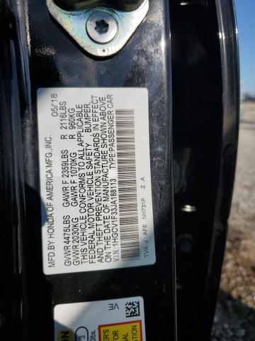 1HGCV1F33JA188113 - 2018 HONDA ACCORD SPORT Қара фото 12