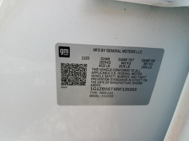 1G1ZB5STXRF135303 - 2024 CHEVROLET MALIBU LS თეთრი ფოტო 12