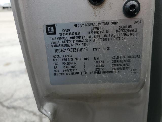 1GCEC14X87Z118118 - 2007 CHEVROLET SILVERADO C1500 CLASSIC BEIGE photo 12