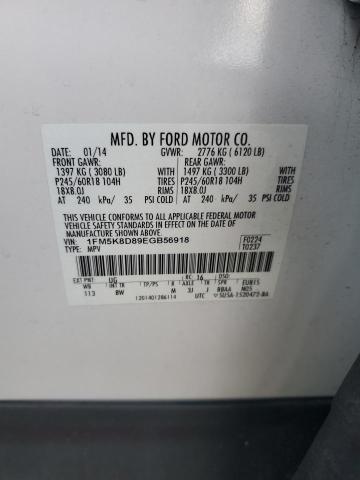 1FM5K8D89EGB56918 - 2014 FORD EXPLORER XLT WHITE photo 13