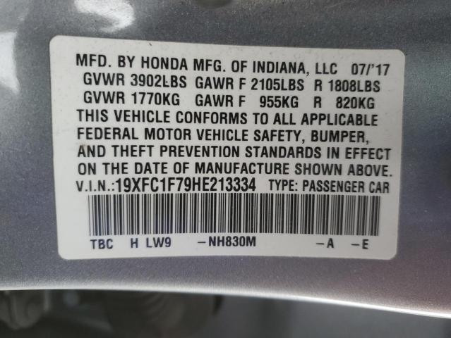 19XFC1F79HE213334 - 2017 HONDA CIVIC EXL SILVER photo 13