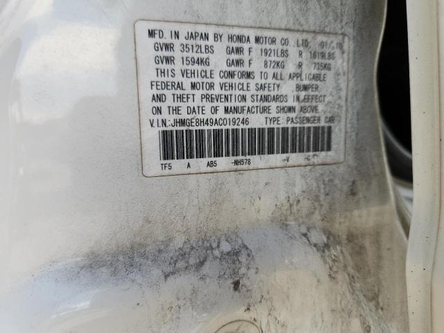 JHMGE8H49AC019246 - 2010 HONDA FIT SPORT 白色 照片 12