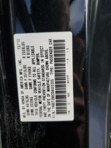 1HGCT2B82DA003325 - 2013 HONDA ACCORD EXL შავი ფოტო 13