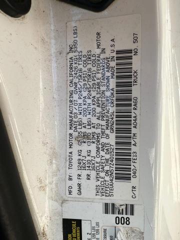 5TEUU42N57Z401527 - 2007 TOYOTA TACOMA ACCESS CAB Ақ фото 10