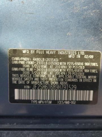 JF2SH61689H791529 - 2009 SUBARU FORESTER 2.5X BLUE photo 13