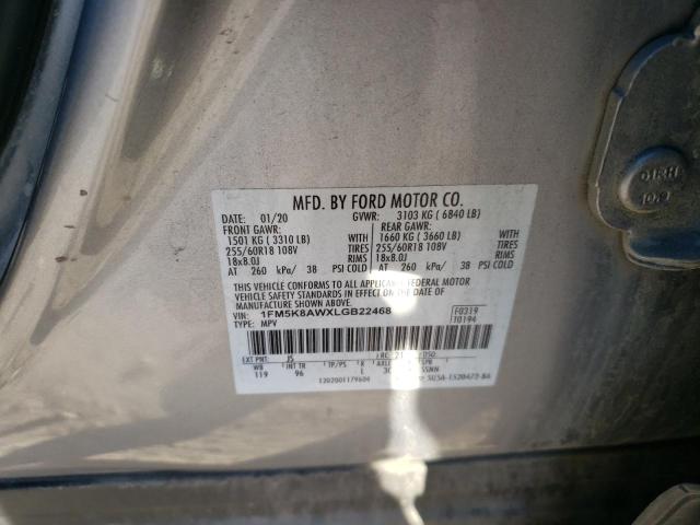 1FM5K8AWXLGB22468 - 2020 FORD EXPLORER POLICE INTERCEPTOR 银色 照片 12