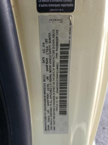 3VWCM31Y35M314881 - 2005 VOLKSWAGEN NEW BEETLE GLS 黄色 照片 12