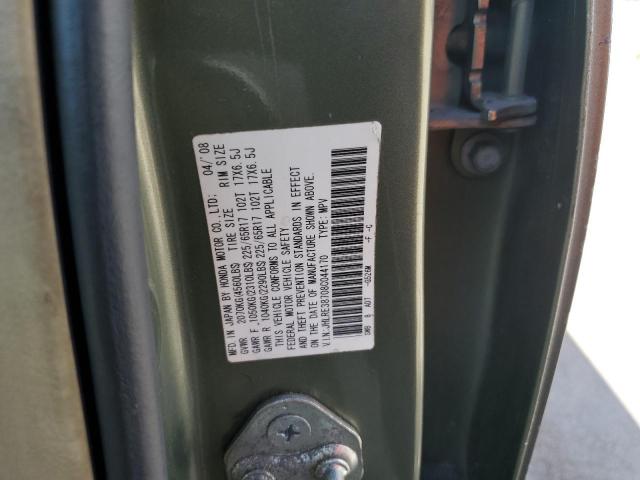 JHLRE38708C044170 - 2008 HONDA CR-V EXL GREEN photo 12