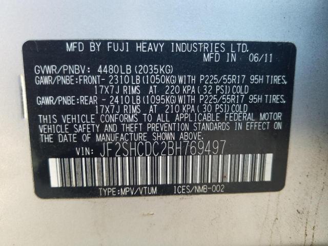 JF2SHCDC2BH769497 - 2011 SUBARU FORESTER 2.5X PREMIUM Gümüş fotoğraf 13